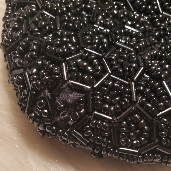 Vintage Beaded Small Clutch Pouch Zippered Handbag In Gun Metal Grey OS - Picture 4 of 4